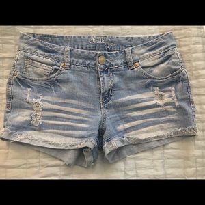 Bleached ripped jean shorts